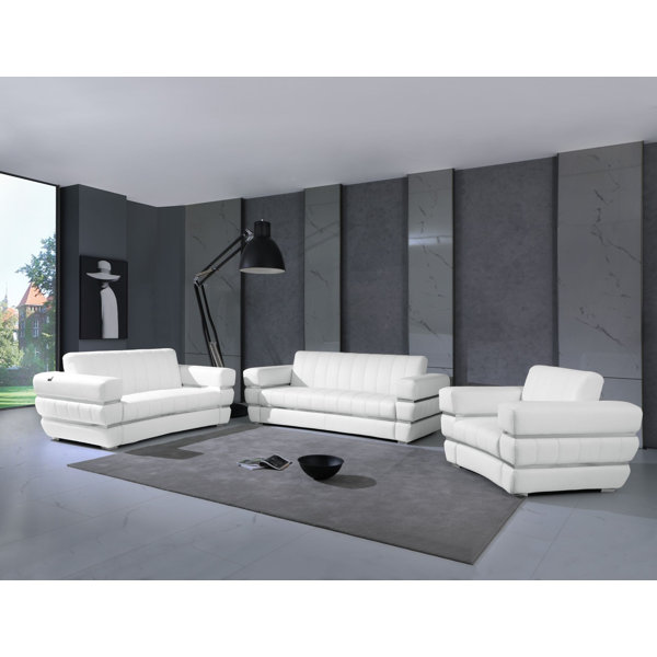 3 Piece Leather Living Room Set Orren Ellis
